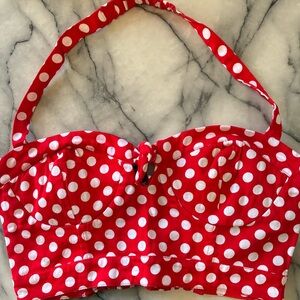 Bebe Red and White Polka Dot Halter Top
